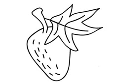 一顆簡單的帶葉子草莓簡筆畫圖片